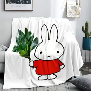 Luxury Miffy Rabbit Heart Blanket, Ultra Soft Warm Flannel Throw, 280gsm Microfiber, Perfect for Bed Sofa Couch, Winter Nights Relaxation