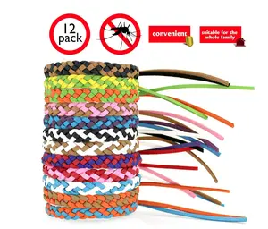 Mosquito Repellent Bracelets 12 Pack PU Leather Insect Bug Repellent Wrist Bands for Kids Adults Outdoor Camping Fishing Traveling