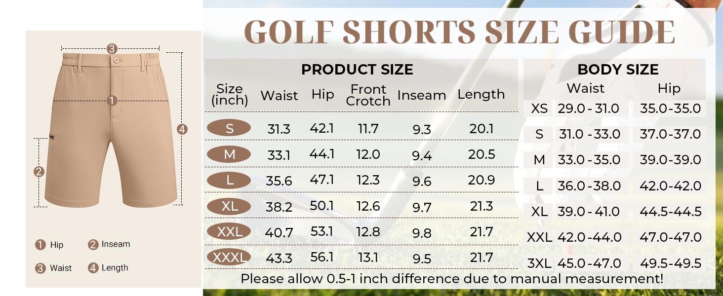 COOFANDY Men's Casual Golf Shorts 9" Lightweight Stretch Quick-Dry Shorts for Hiking Work with 4 Pockets