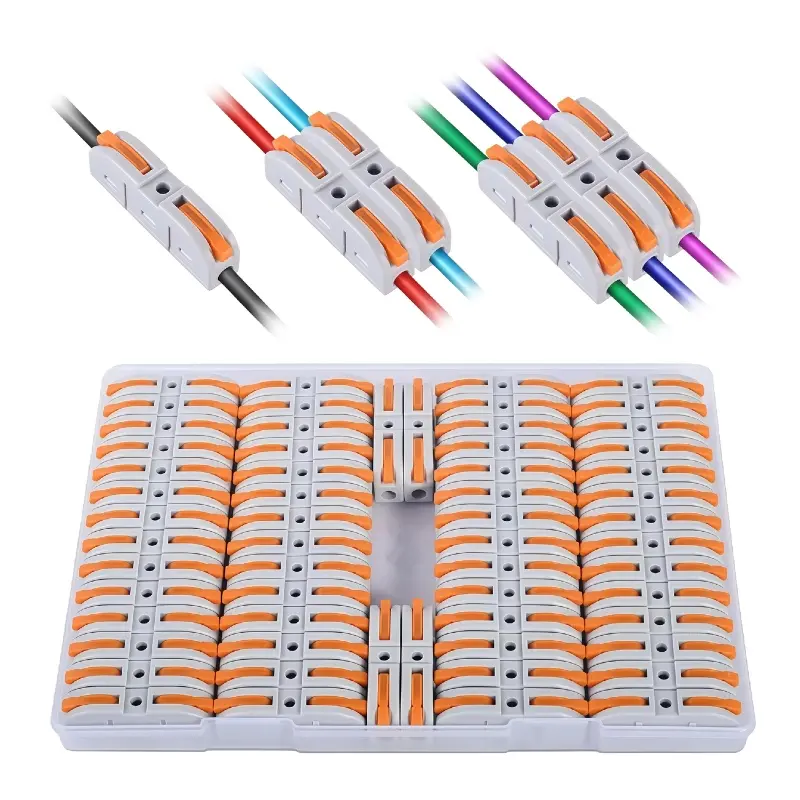 50PCS Wire Connector Kit with Multi-Tool Wire Stripper – 2/3/4/5 Pin Lever Splice for LED Light, DIY Home Wiring, Reusable Electrical Terminals