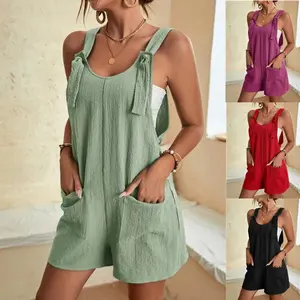2025Women'sSummerCasualFashionStrapShortsJumpsuitOverallsforWomen