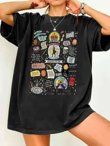 Women's Hamilton Print Round Neck Graphic T-Shirt, Vintage Fashion Casual Short Sleeve Fitted Tee, Daily Wear, Ladies All Seasons Clothing