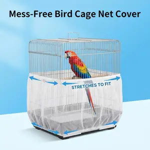 Ultimate Mess-Free Bird Cage Net Cover | Adjustable Mesh Seed Catcher & Feather Guard