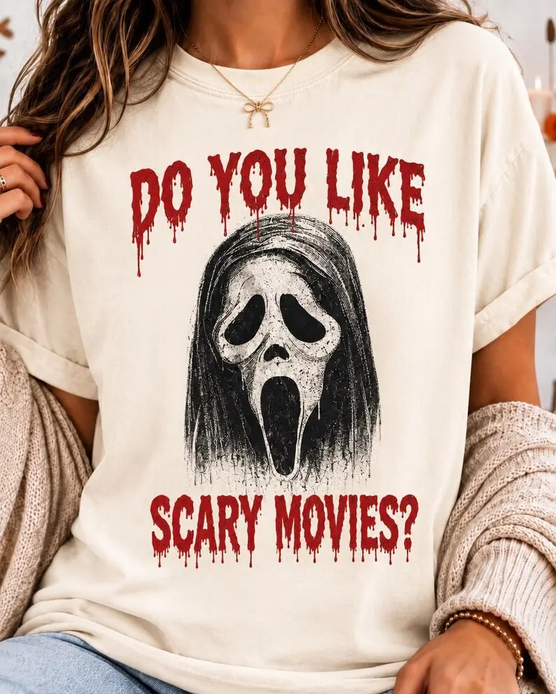 Ghostface Horror Shirt, Scary Movie Slasher Halloween T-Shirt