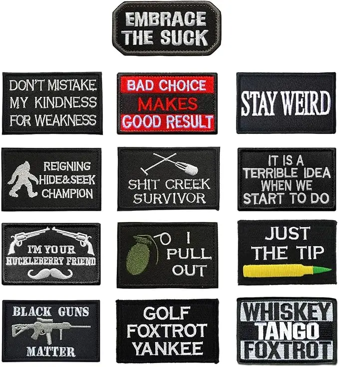 13 Pieces Funny Tactical Patch Full Embroidery Military Badge Emblem Patches Set for Caps,Hats,Bags,Backpacks,Clothes,Vest,Military Uniforms,Work Clothes, Service Dog Harness Vest