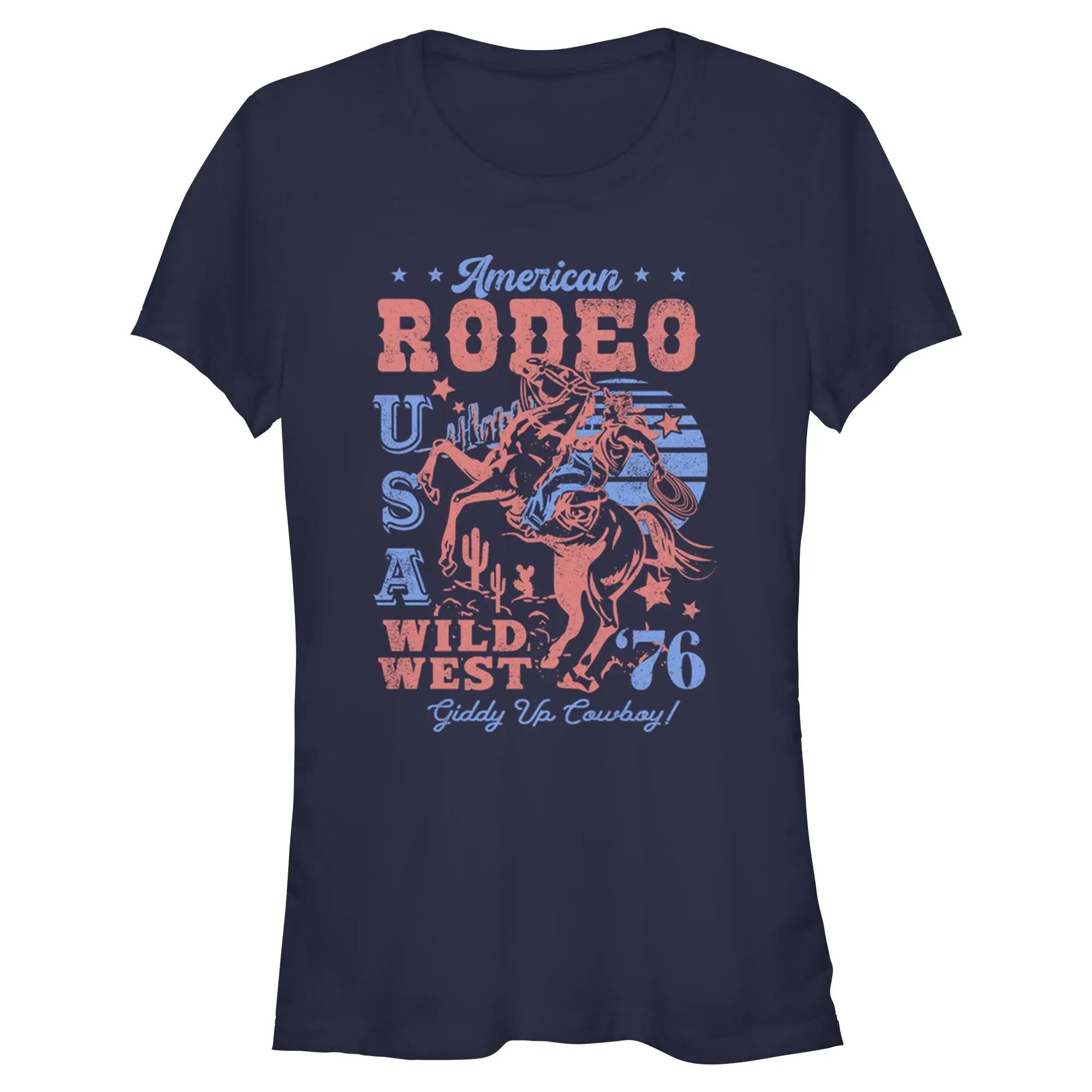 Lost Gods Women's Short-Sleeve Graphic T-Shirt - American Rodeo Wild West Cowboy Horse Juniors Top