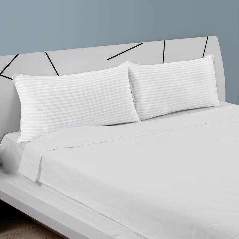 Utopia Bedding Hotel-Quality Bed Pillows for Sleeping - Set of 4, Soft Contoured Design, White Striped, Queen Size, Comfort for Back, Stomach, or Side Sleepers