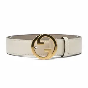 Pre-owned Gucci Leather Interlock Belt Size 110