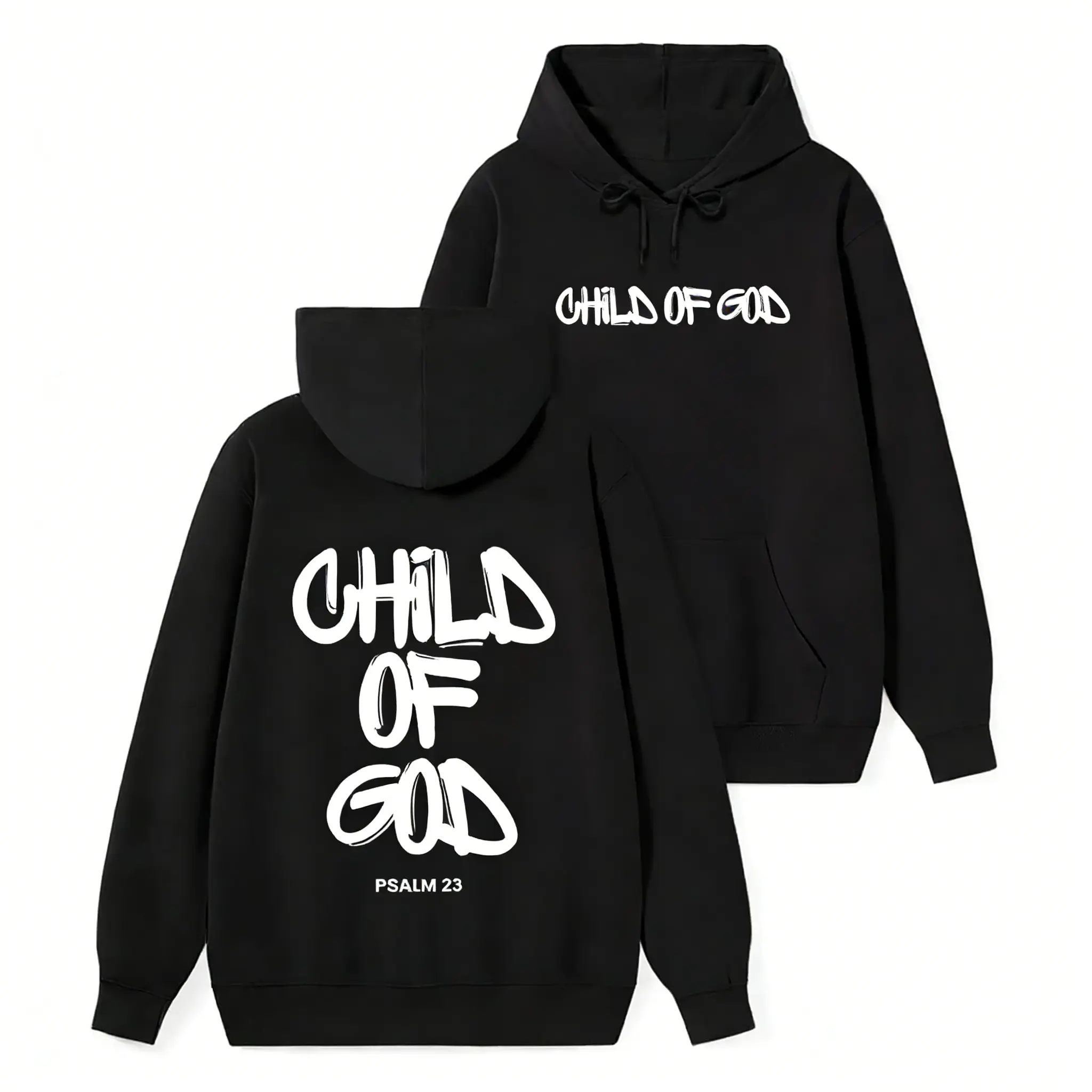 Child of God Psalm 23 Hoodie, Unisex Oversized Classic Streetwear Pullover in a Soft Fabric with Matching Religious Slogan, Aesthetics