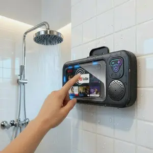 Bathroom shower waterproof phone holder Bluetooth speaker 360°Rotation touch screen mobile phone box watch movie listening music Smartphone Durable Mount Stand