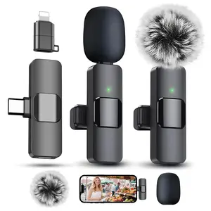 Wireless Lavalier Microphone for iPhone/Android Phone/DSLR Camera,Mini Lapel Microphone System for Video Recording-Clip on USB C Microphones for YouTube Tiktok Podcast Vlogging