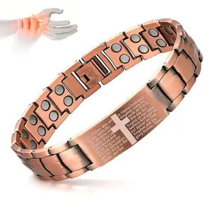BloomWish Copper Magnetic Bracelet for Men, Ultra Strength Cross Bracelet With Ring, Adjustable Link Jewelry Gift Wearable Christmas Gift