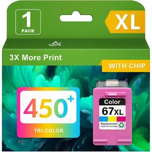 67XL High Yield Black Ink  Replacement for  67 XL, Compatible with DeskJet 2700/2755e/4155e and Envy 6055e/6455e Series (1 Tri-Color)