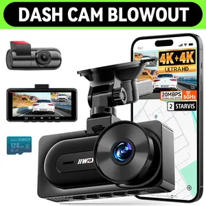 【IIWEY Q7】 4K+4K Dash Cam – See Clearly in Any Moment. Equipped with Dual STARVIS Sensors (Front & Rear), fathersdaygiftWiFi-6 with 20MB/s Transfer, GPS, 24/7 Parking Mode, 3.18-Inch IPS Screen, and 170° Wide Angle 128GB SD Card Included