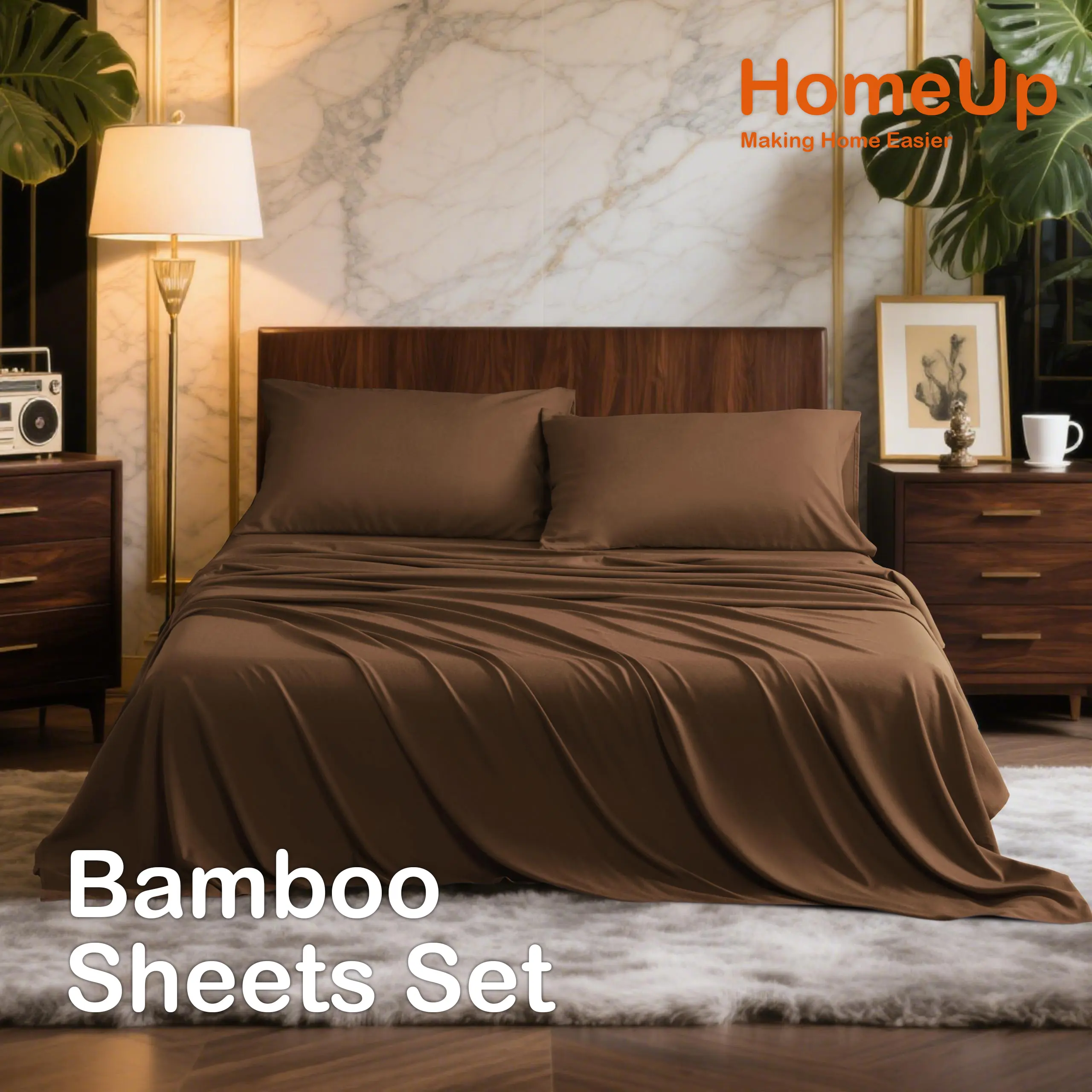 [ Summer Sale Deals ]COOLING NTBAY Bamboo Sheets Set - 3/4 Piece Ice Silk Touch Bedding, 15 Inch Deep Pocket Breathable Bamboo Rayon Blend, Lightweight & Wrinkle Resistant Cooling Sheets for Hot Sleepers