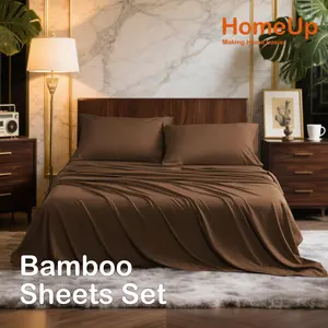 [Memorial Day Sale]COOLING NTBAY Bamboo Sheets Set - 3/4 Piece Ice Silk Touch Bedding, 15 Inch Deep Pocket Breathable Bamboo Rayon Blend, Lightweight & Wrinkle Resistant Cooling Sheets for Hot Sleepers