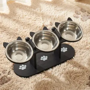 New Elevated Cat Feeder with Pet Food Bowl, Includes 3 Stands, Easy Assembly, Portable and Portability, Detachable for Cleaning, Must-Have for Multiple Cats with Stainless Steel Bowls