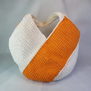 Handmade Rectangular Striped Crochet Purse made with Cotton Yarn is fully lined with pockets and magnetic closure