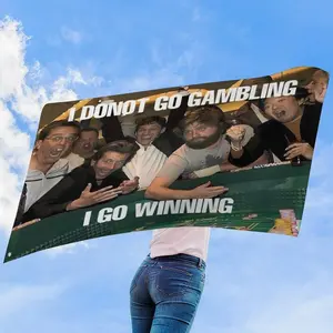 3x5Ft Solgan "IDON'T GO GAMBLING IGO WINNING " Wall Tapestry Signs for Living Room Bedroom College Dorm Men Cave Decor Banner Metal Smooth