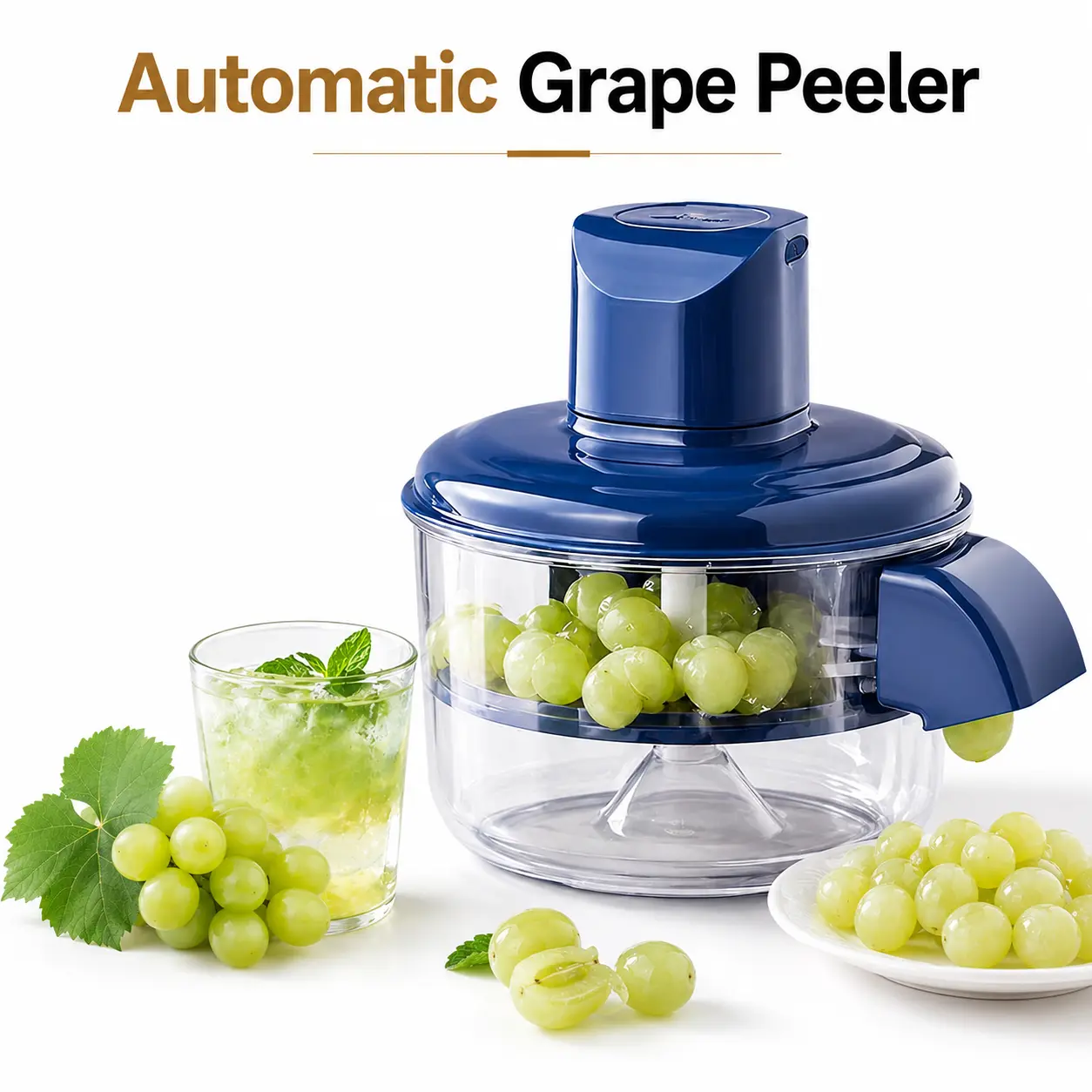 Automatic Electric Fruit Peeler, 20s Fast Peeling Rechargeable Wireless Tool, Easy-Clean Mini Kitchen Food Processor for Grapes, Garlic, Home Use
