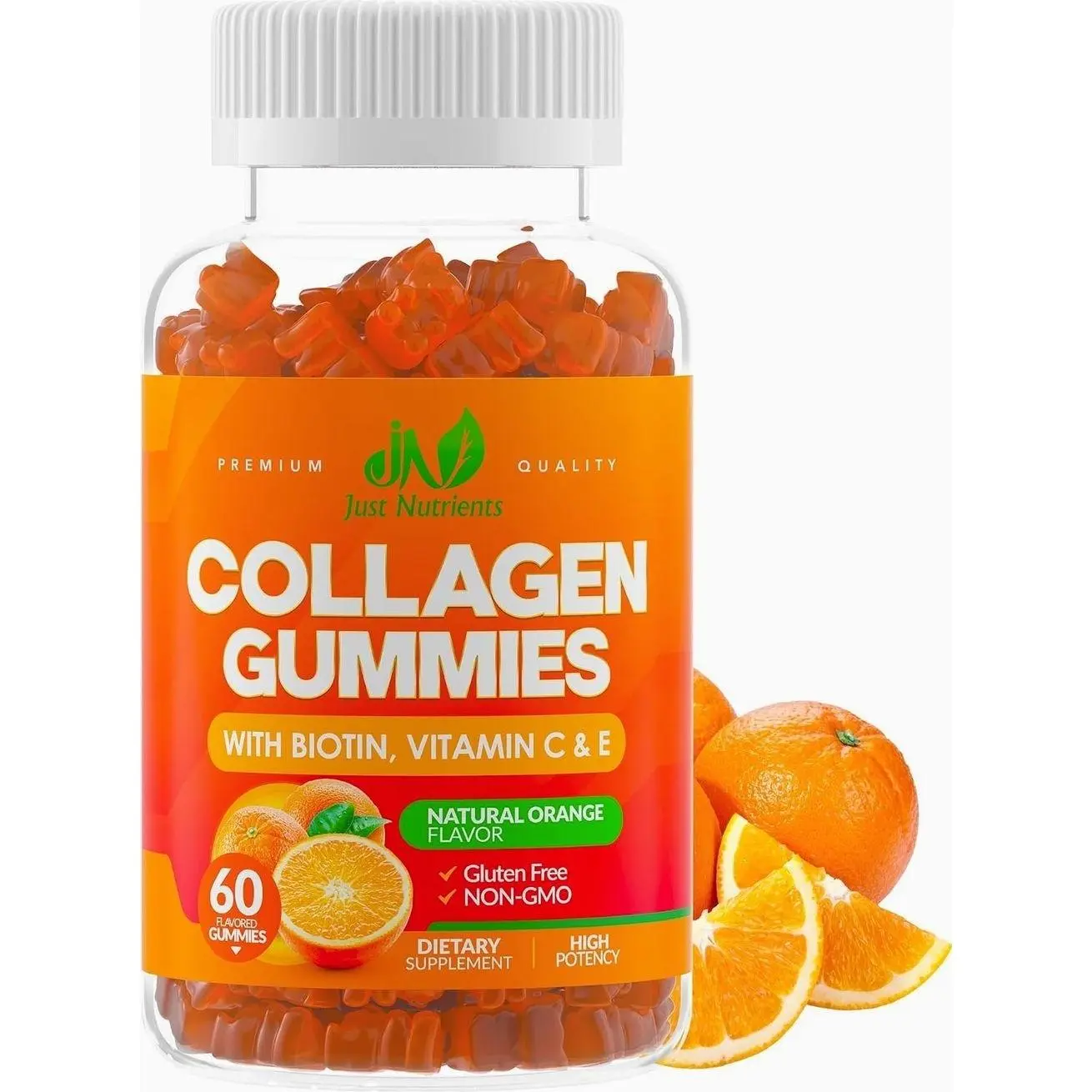 Collagen Peptides Gummies with Biotin, Vitamin C & E for Women & Men - Premium Hydrolyzed Collagen Type I & III for Hair, Skin & Nails Support - Gluten-Free, Non-GMO - 60 Gummies (30 Servings)