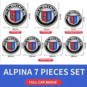 For Alpina Modified Front And Rear Car Logo Cover 68mm Wheel Hub Cover Logo Center Cover Steering Wheel Abs Badge Accessories.