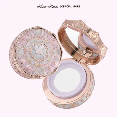 Flower Knows Knight Unicorn Collection Cloud Loose Setting Powder - Smooth, Vintage, Luxury Silky Soft Powder, Radiance-Boosting, Blurring, Lightweight Translucent Oil-Control Longwearing Makeup Product for All Skin Types, Cosmetic