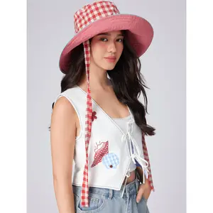 Cider GINGHAM BUCKET HAT WITH STRAP