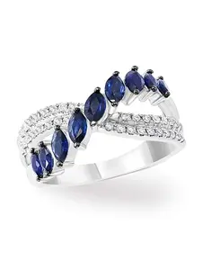 1 PC Elegant Blue Cubic Zirconia Statement Multi Ring For Women For Valentine's Day Gift Anniversary Party Jewelry