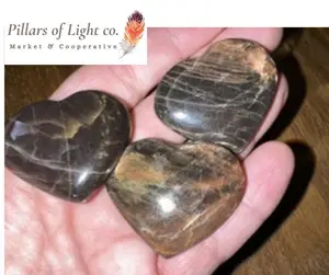 Black Moonstone Mini Hearts, approx. 45 to 50 mm