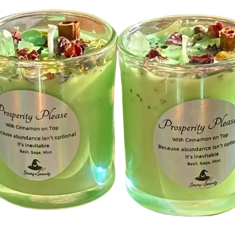 Prosperity please! Manifesting candle, money candle, soy wax candle Success Crystals