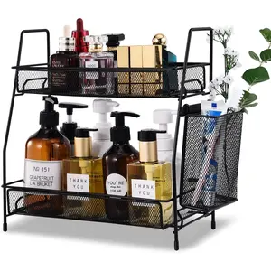 Countertop Organizer for Bathroom Counter, The Organizer for Bedroom, Spice Rack Organizer for Kitchen Counter Shelf with Small Basket