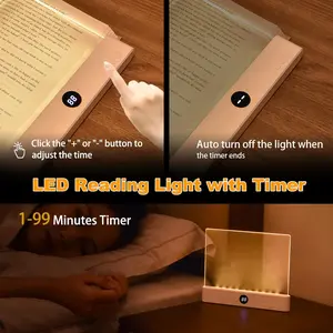 Rechargeable LED Book Light: Clear Flat Panel  , Dimmable & Timer, Ideal Page Lamp for Night Reading, Funny Gift for Readers, Kids, Women, Men (Pink)
