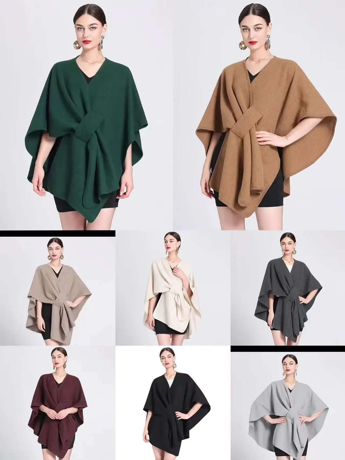 Women's Elegant Solid Color Imitation Cashmere Shawl, Fashionable Fall & Winter Wrap Coat, Stylish Outerwear Accessory