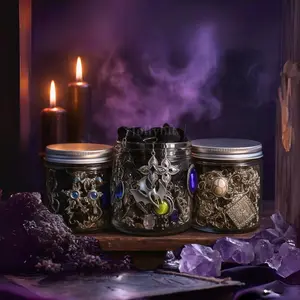 Jollyhit Mini Gothic Witch Mystery Jewelry Jar  15pcs Costume Jewelry Rings, Necklaces & Earrings Set, Christmas, Birthday, Thanksgiving, Classmate & Girlfriend Gift, Dark Aesthetic, Occult Style