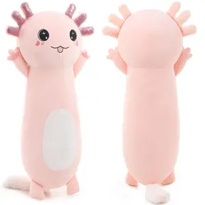 Pink Long Axolotl Plush Pillow Toy Cute Axolotl Stuffed Animal for Girls and Boys 35"
