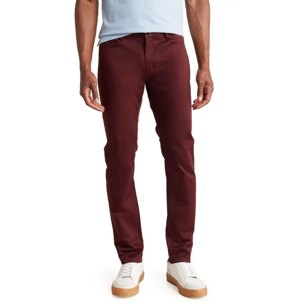 TR PREMIUM - TRD-208 Slim Fit Cotton Stretch Chino Pants BURGUNDY 38X32