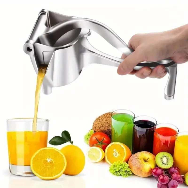 304 Steel Manual Press Citrus Juicer - Durable Solid Metal Handheld Grip Kitchen Utensil, Portable Easy-Clean Tool for Healthy Fresh Juice, Maximum Juice Extraction, Oranges, Grapefruits, Lemon Water, Camping Use
