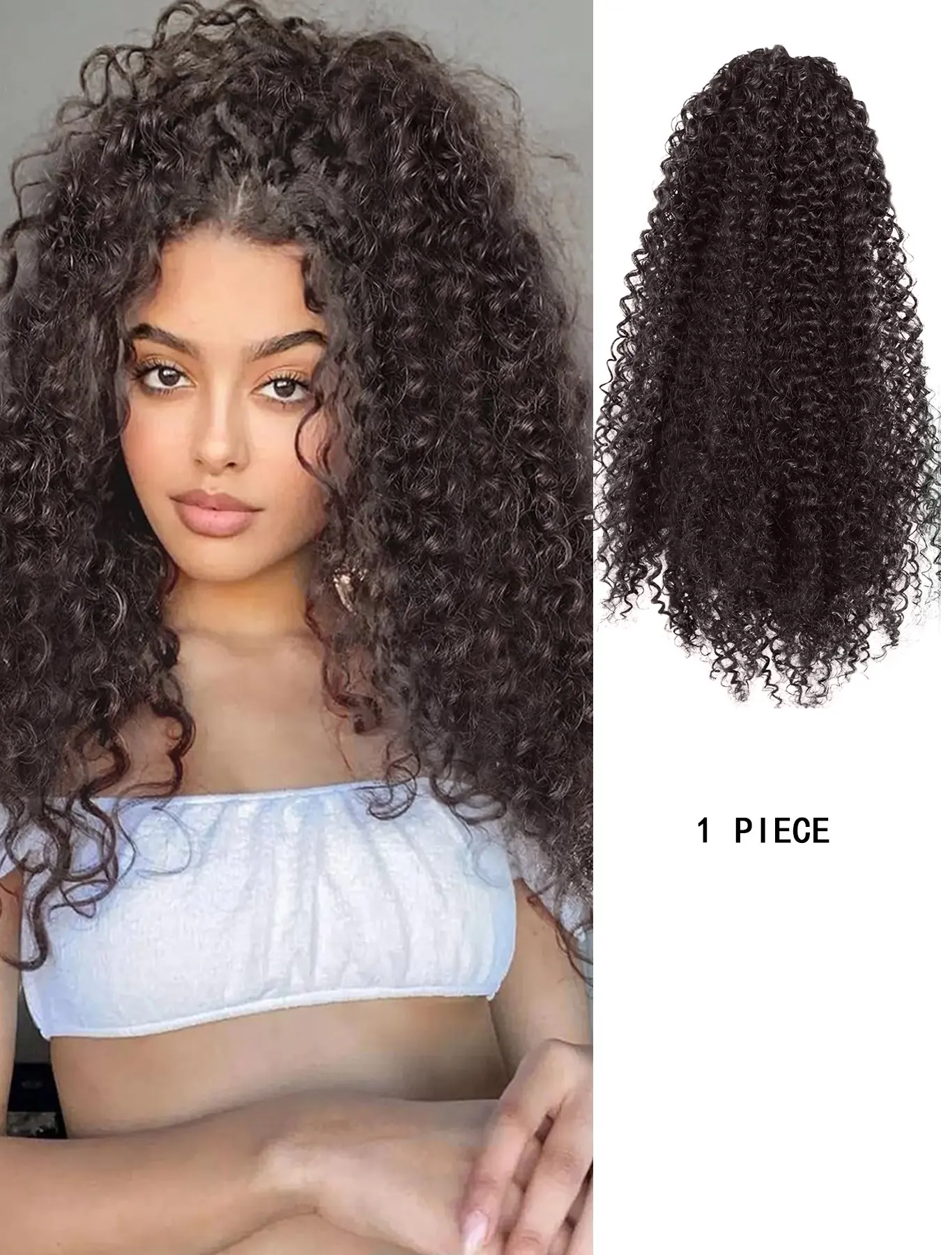 18-Inch Drawstring Ponytail, Curly Wavy Ponytail, Curly Ponytail Extensions, Curly Wave Synthetic Hair Extension, Adjustable Elastic Rope, Medium Length, Suitable for All Seasons, Synthetic Hairpieces