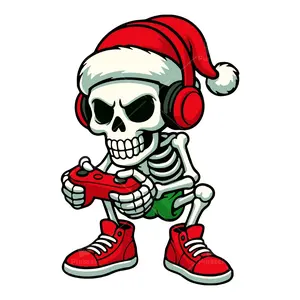 4-Piece Fun Game & Christmas Pajama Embroidery Patch Set, Player Santa Claus Transfer Stickers, DIY Fabric Decorations, Novelty Chest Emblem, Geometric Embroidery Design