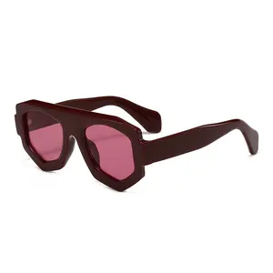 Unisex Polygons Full Frame Sunglasses With PC Lens Material In Multicolor For Daily Wear