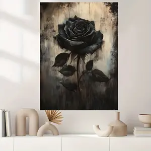 1 piece of vintage black rose canvas art print, 29.97x 39.88cm - unframed floral wall decoration, suitable for bedroom, office, living room, home, and dormitory, elegant artwork with textured background, indoor decoration| Classical Aesthetics| Oil painti