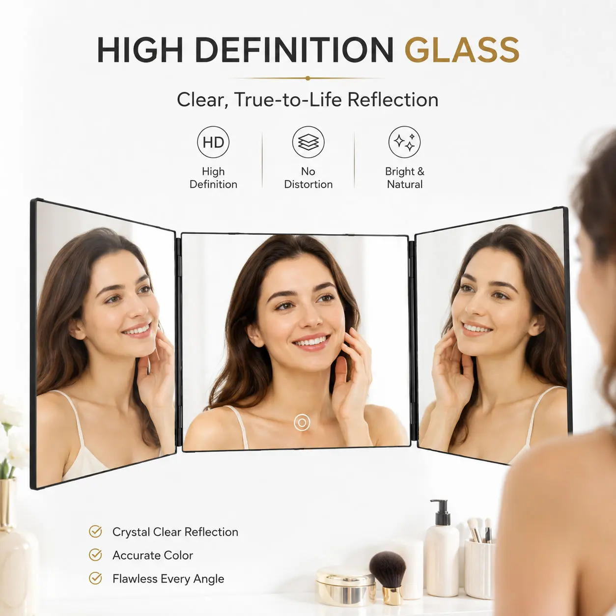 Adjustable LED Light 3 Way Mirror, Portable Trifold Mirror for Shaving, Grooming, Hair Styling, Dye Hair, Makeup, Braiding, 360 Degree Mirror campingessentials backtoschool