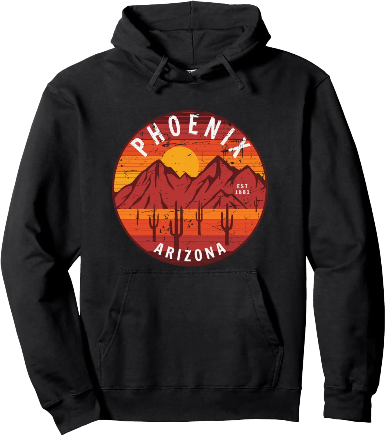 Phoenix Arizona Souvenir Desert Sunset Cactus Artwork Pullover Hoodie - Hufsakha Shop 70B09756RKQW