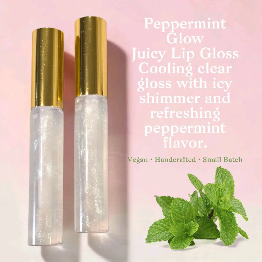Juicy Lip Gloss – Vegan Shimmer Fruity Lip Gloss | High Shine, Non-Sticky, Lightweight | Peppermint, Banana, Pineapple, Strawberry, Apple | Rustic Breeze Handmade