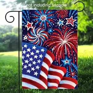On July 4th, the patriotic garden flag, featuring the American flag and the Independence Day flag, is suitable for home decoration, yard decoration, and garden decoration