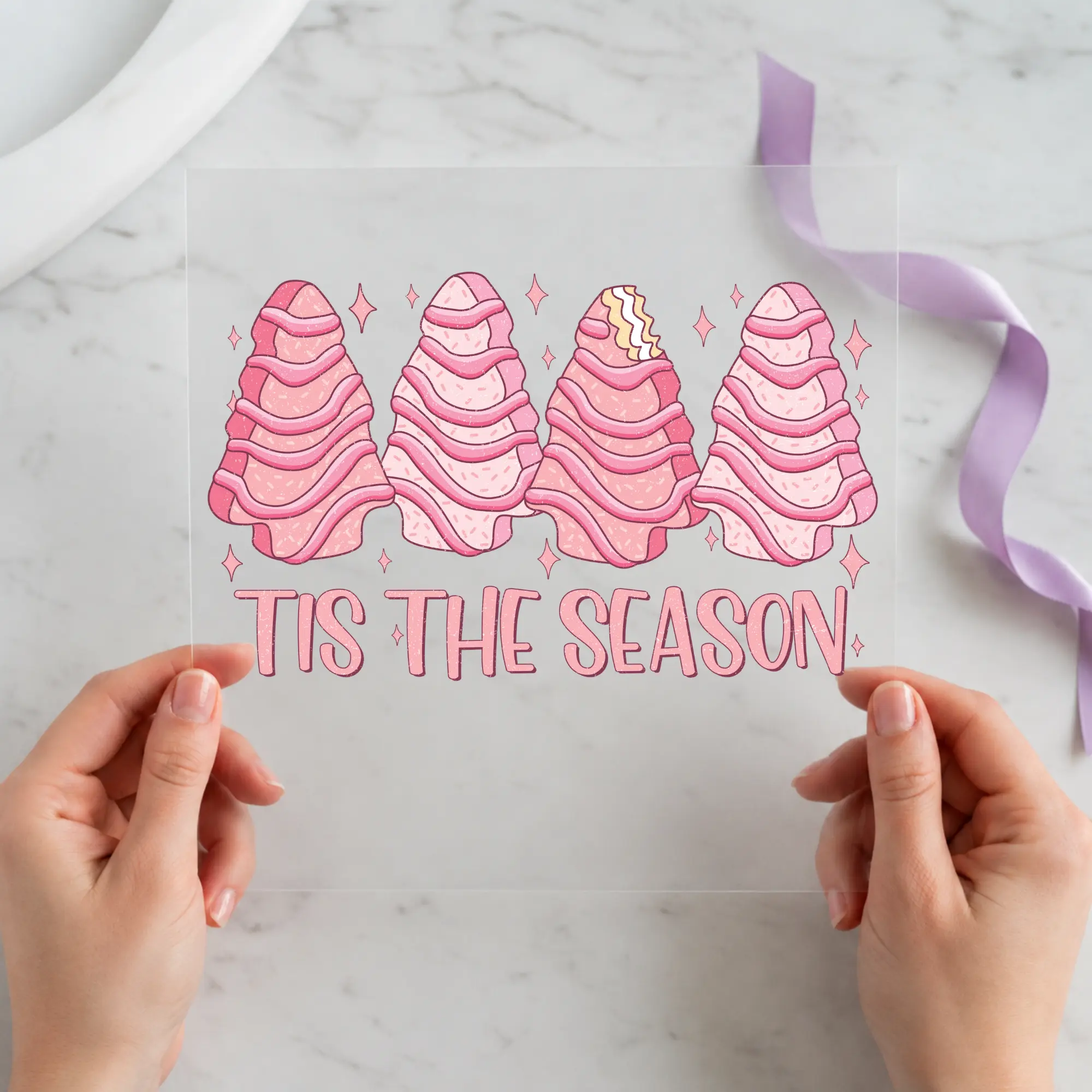 Tis the Season Pink Christmas 12x12 Ready-to-Press DTF Transfer