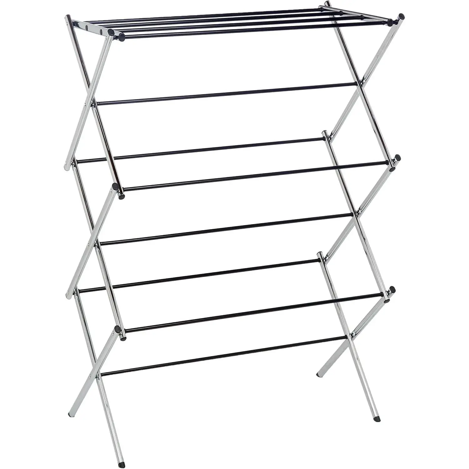 Heavy Duty Foldable Portable Steel Laundry Drying Rack, Indoor Air Drying Use, Energy-Saving, 14.5x29.5x41.8 in, Chrome Silver