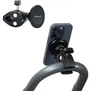 Gym Fitness Magnetic Phone Mount, Heavy Duty Clamp MagSafe Phone Holder For Treadmill, Exercise Bike, Peloton, Stroller, Golf Cart, Shopping Cart, Handlebar, iPhone 12-17 Series