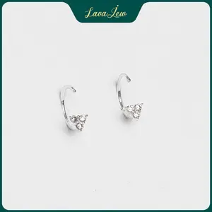 LavaJewelry 3 Stones Simple Earrings, Simple Earrings, Silver Jewelry, 925 Silver Earrings for Women, Girls
